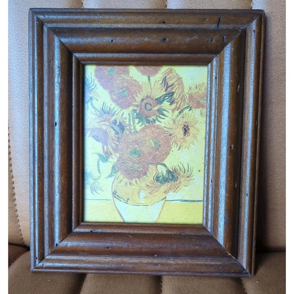 Vintage Transart Industries Framed Vincent Van Gogh Sunflowers Print